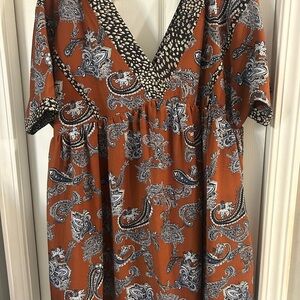 Chic Soul Rust Paisley V-Neck Blouse
